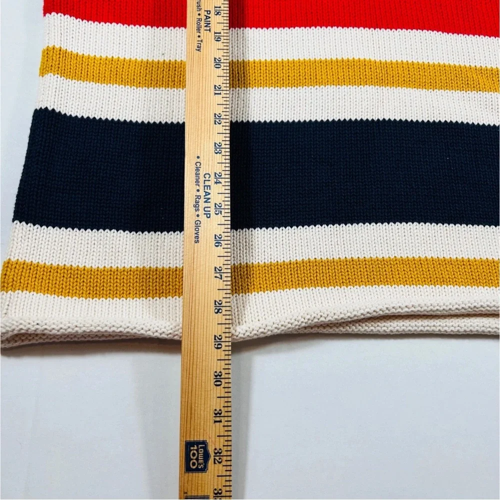 J Crew Knit Roll Neck Sweater Cotton Fisherman Oarsman Stripes Mens SZ LG